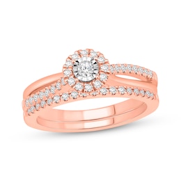 Round-Cut Diamond Halo Bridal Set 1/3 ct tw 10K Rose Gold