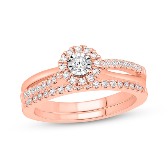 Round-Cut Diamond Halo Bridal Set 1/3 ct tw 10K Rose Gold