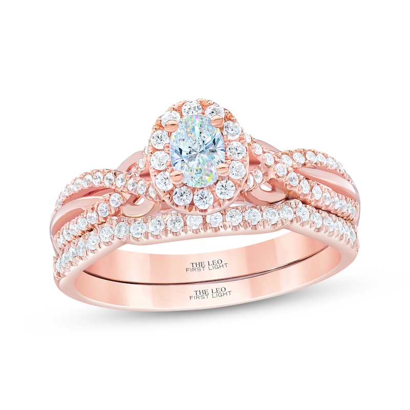 THE LEO First Light Diamond Oval-Cut Bridal Set 3/4 ct tw 14K Rose Gold