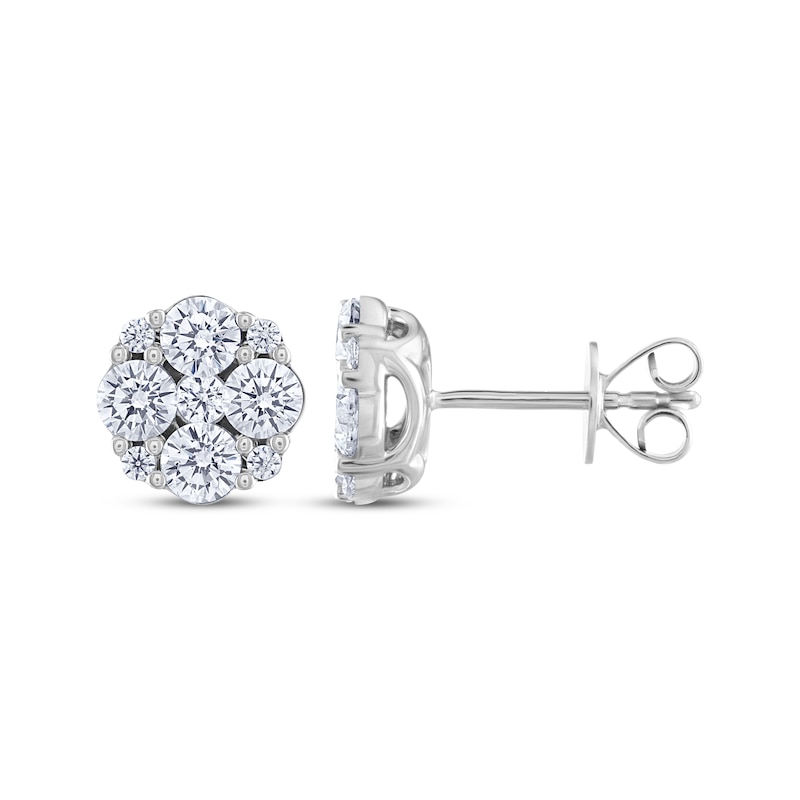 THE LEO Diamond Flower Stud Earrings 1-1/5 ct tw 14K White Gold | Kay