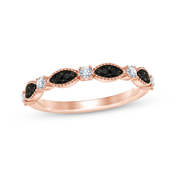 Now + Forever Black & White Diamond Anniversary Band 1/4 ct tw 10K Rose Gold