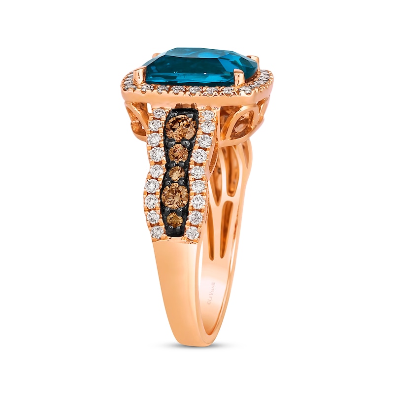 Le Vian Chocolate Waterfall Blue Topaz Ring 3/4 ct tw Diamonds 14K Strawberry Gold