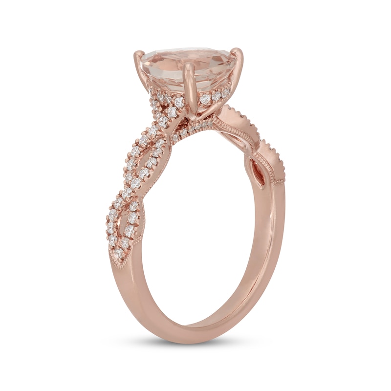 Neil Lane Pear-Shaped Morganite & Diamond Twist Shank Engagement Ring 1/3 ct tw 14K Rose Gold