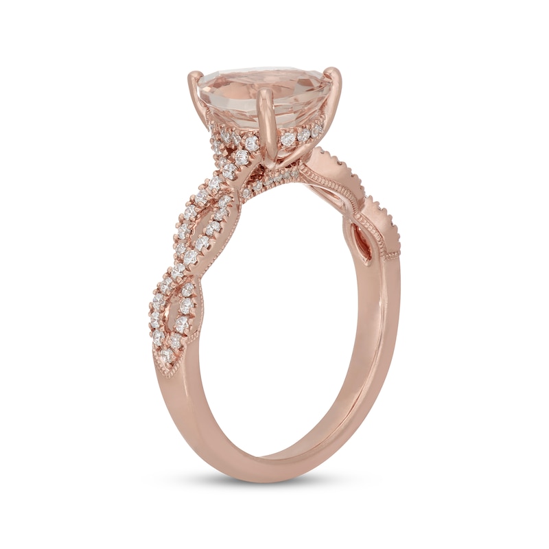 Main Image 2 of Neil Lane Pear-Shaped Morganite & Diamond Twist Shank Engagement Ring 1/3 ct tw 14K Rose Gold