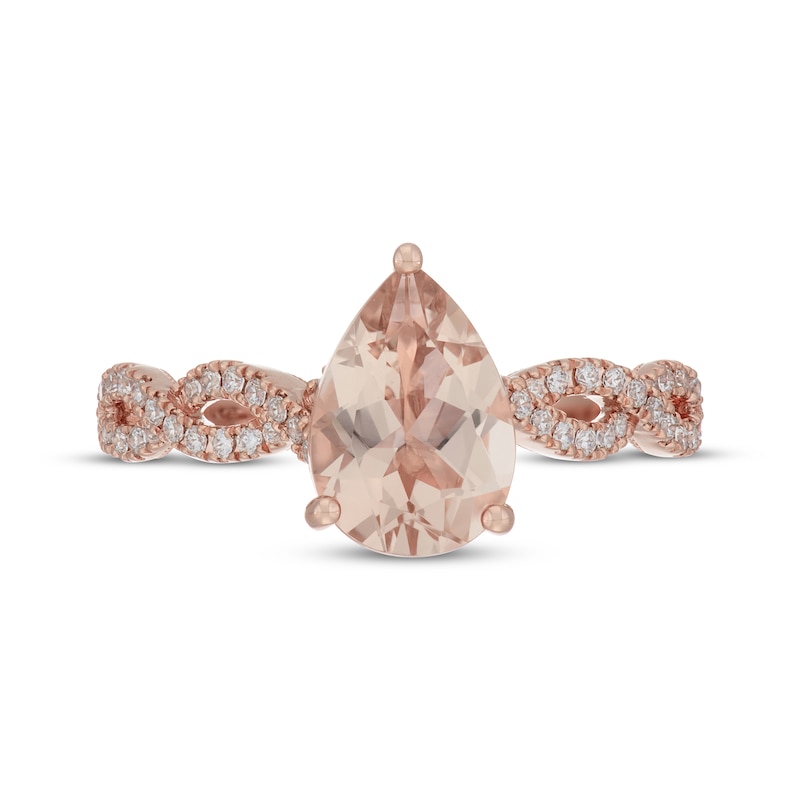 Main Image 3 of Neil Lane Pear-Shaped Morganite & Diamond Twist Shank Engagement Ring 1/3 ct tw 14K Rose Gold