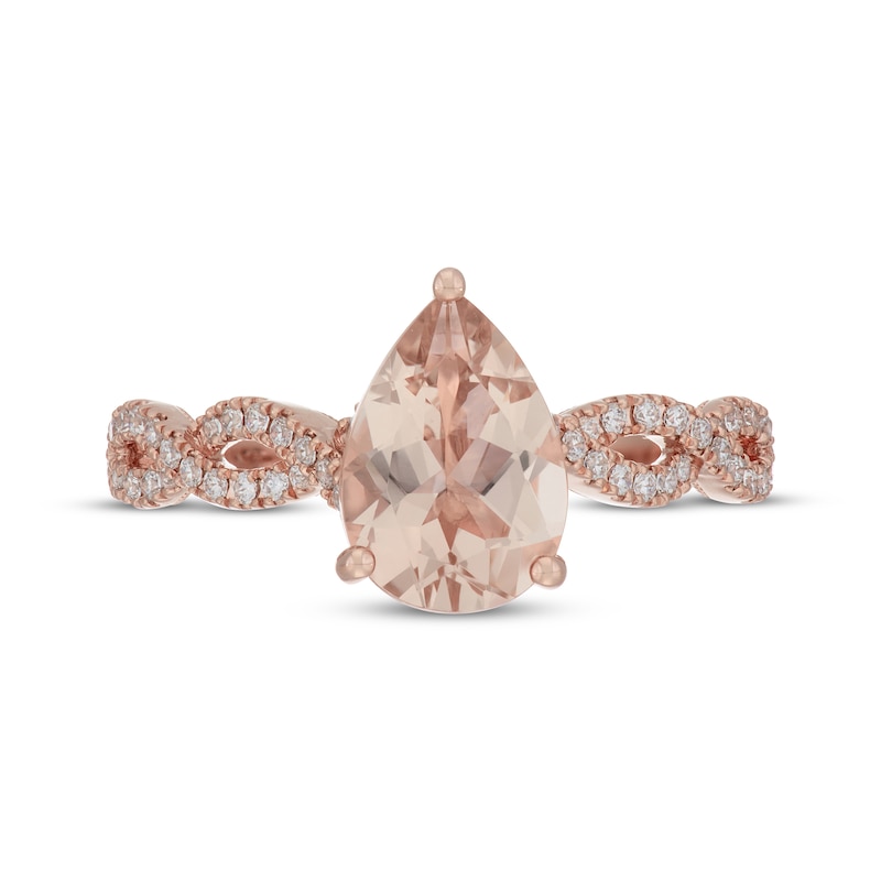 Neil Lane Pear-Shaped Morganite & Diamond Twist Shank Engagement Ring 1/3 ct tw 14K Rose Gold