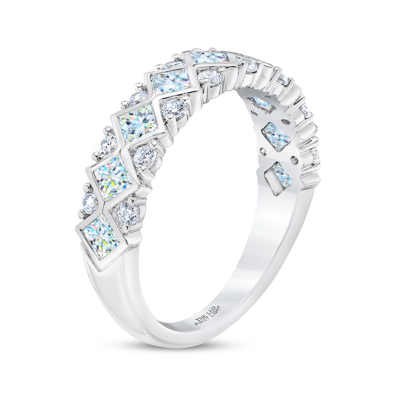 THE LEO First Light Princess & Round-Cut Diamond Anniversary Band 1-1/4 ct tw 14K White Gold