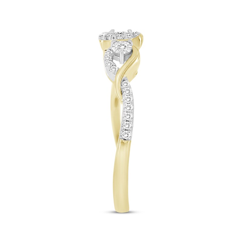 Main Image 2 of Diamond Three-Stone Swirl Promise Ring 1/5 ct tw 10K Yellow Gold