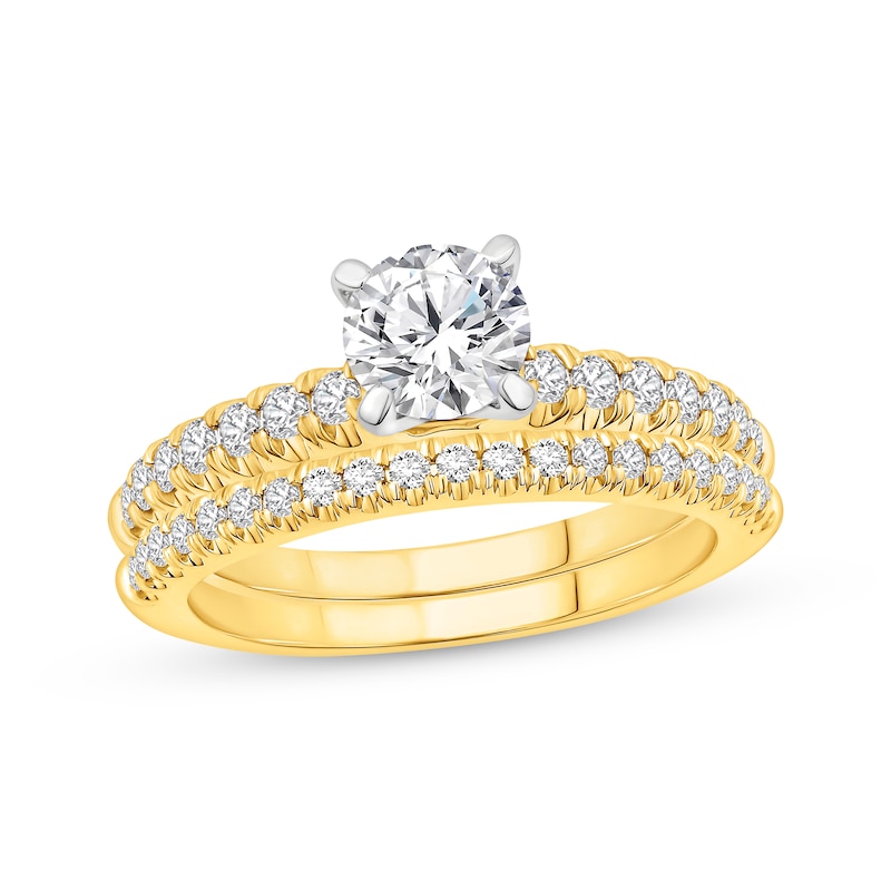 Main Image 1 of Lab-Grown Diamonds Round-Cut Bridal Set 1-1/6 ct tw 14K Two-Tone Gold