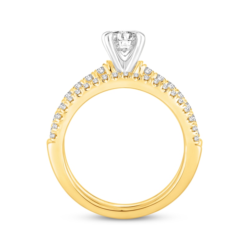 Main Image 3 of Lab-Grown Diamonds Round-Cut Bridal Set 1-1/6 ct tw 14K Two-Tone Gold