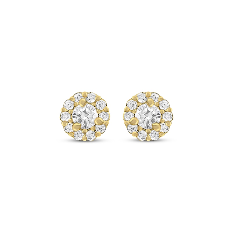 Main Image 2 of Children's Cubic Zirconia Halo Stud Earrings 14K Yellow Gold