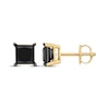 Thumbnail Image 1 of Princess-Cut Black Diamond Solitaire Stud Earrings 2 ct tw 10K Yellow Gold
