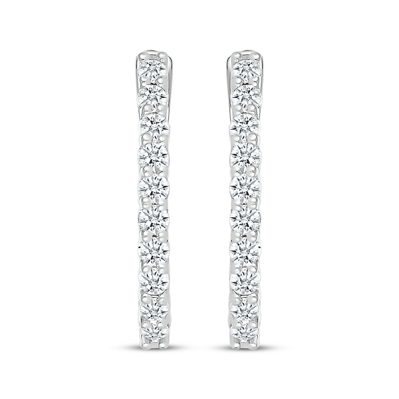 Diamond Elongated Hoop Earrings 1/2 ct tw 10K White Gold | Kay