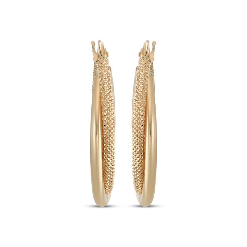 Reaura Twisted Mesh Hoop Earrings Repurposed 14K Yellow Gold 26mm