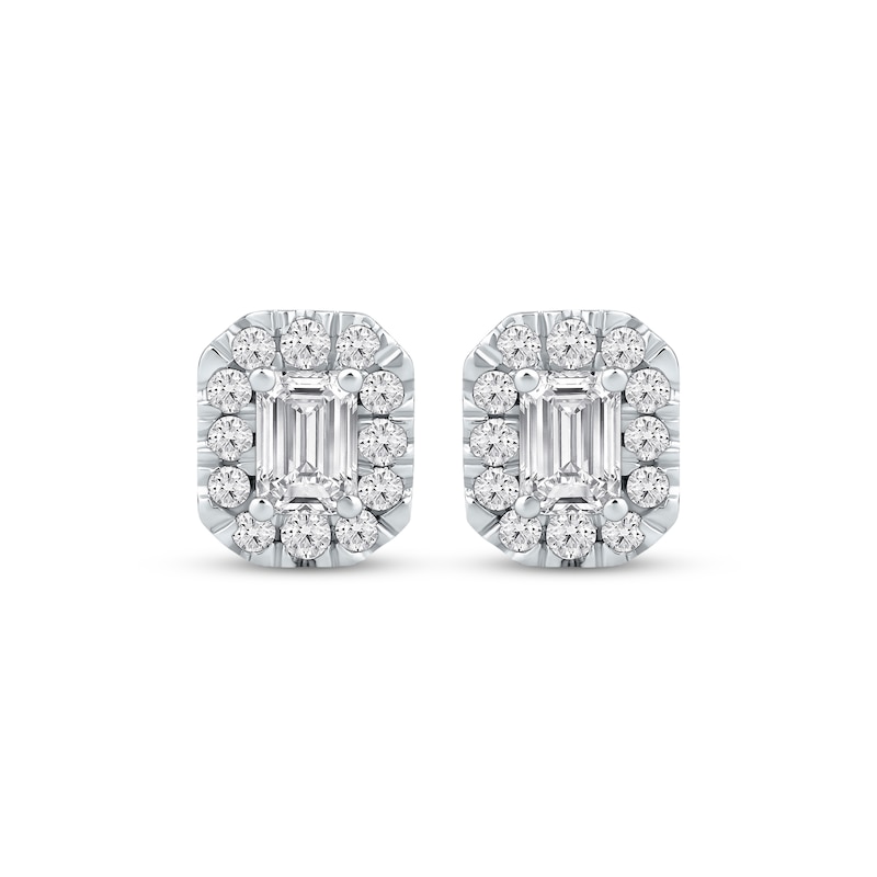 Lab-Created Diamonds by KAY Emerald-Cut Halo Stud Earrings 3/4 ct tw ...
