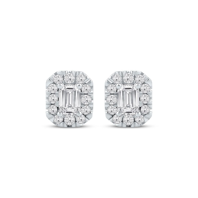 Lab-Created Diamonds by KAY Emerald-Cut Halo Stud Earrings 3/4 ct tw ...