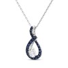 Thumbnail Image 2 of Pear-Shaped White Lab-Created Sapphire & Round-Cut Blue Lab-Created Sapphire Drop Necklace Sterling Silver 18"