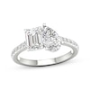 Thumbnail Image 1 of Toi et Moi Emerald-Cut & Pear-Shaped Lab-Grown diamond Engagement ring 2-1/4 ct tw 14K White Gold
