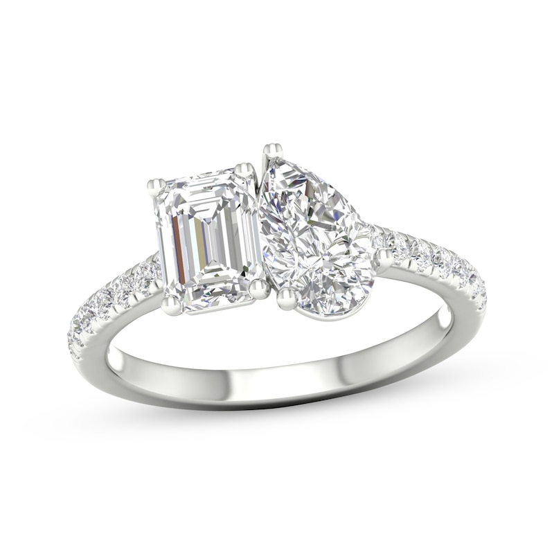 1.50 ctw 14K Pear Shaped Lab Grown Diamond Three Stone Engagement Ring