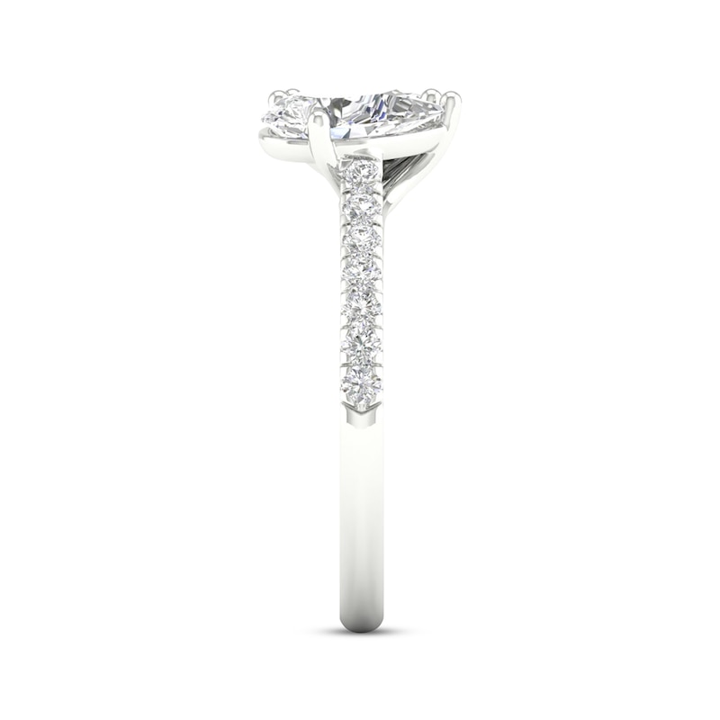 Main Image 3 of Toi et Moi Emerald-Cut & Pear-Shaped Lab-Grown diamond Engagement ring 2-1/4 ct tw 14K White Gold
