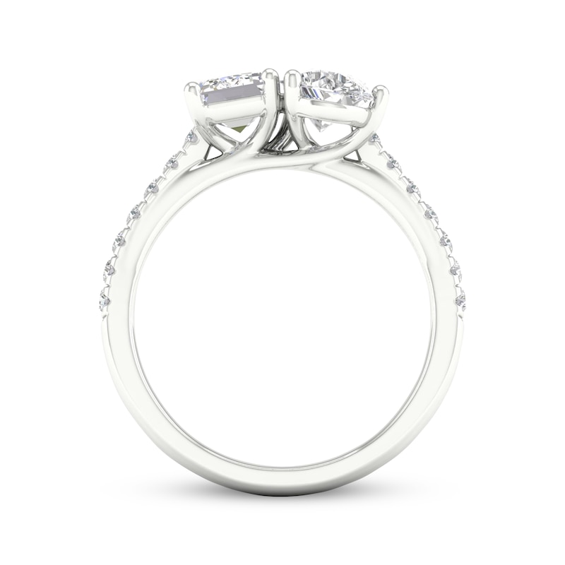 Main Image 4 of Toi et Moi Emerald-Cut & Pear-Shaped Lab-Grown diamond Engagement ring 2-1/4 ct tw 14K White Gold