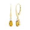 Thumbnail Image 1 of Oval-Cut Citrine & Diamond Dangle Earrings 1/20 ct tw 10K Yellow Gold