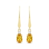 Thumbnail Image 2 of Oval-Cut Citrine & Diamond Dangle Earrings 1/20 ct tw 10K Yellow Gold