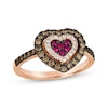 Thumbnail Image 1 of Godiva x Le Vian Ruby Heart Ring 5/8 ct tw Diamonds 14K Strawberry Gold