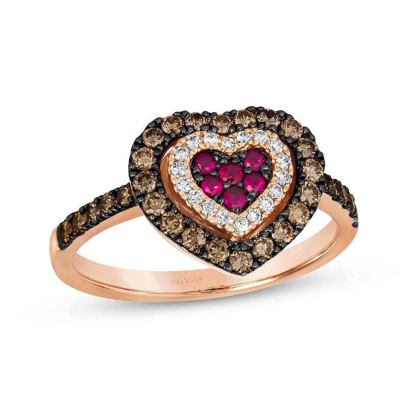 Main Image 1 of Godiva x Le Vian Ruby Heart Ring 5/8 ct tw Diamonds 14K Strawberry Gold