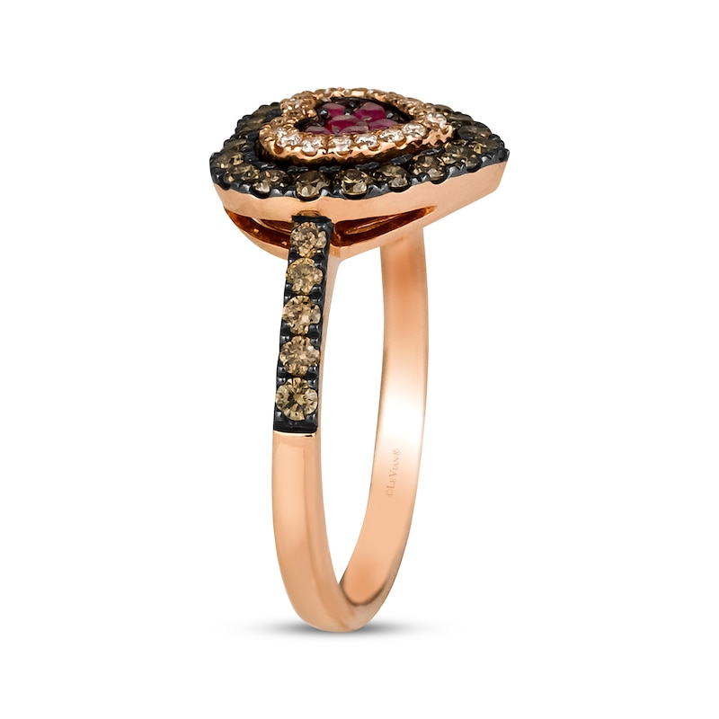 Main Image 2 of Godiva x Le Vian Ruby Heart Ring 5/8 ct tw Diamonds 14K Strawberry Gold