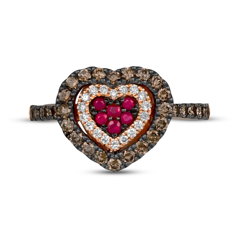 Main Image 4 of Godiva x Le Vian Ruby Heart Ring 5/8 ct tw Diamonds 14K Strawberry Gold