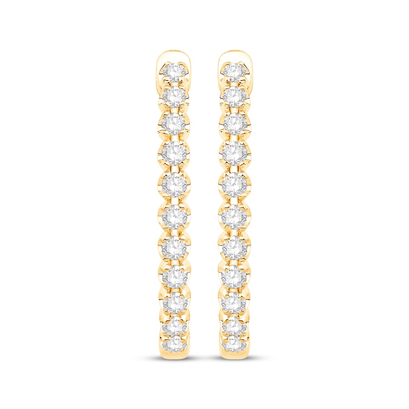 Main Image 2 of Diamond Oval Hoop Earrings 1/3 ct tw 10K Yellow Gold