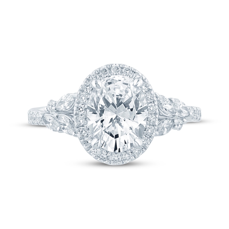 Monique Lhuillier Bliss Oval-Cut Lab-Created Diamond Engagement Ring 2-5/8 ct tw 18K White Gold