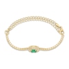 Thumbnail Image 2 of Oval-Cut Natural Emerald & Diamond Halo Adjustable Bracelet 3/8 ct tw 10K Yellow Gold 6.25&quot; to 9&quot;