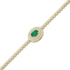 Thumbnail Image 2 of Oval-Cut Natural Emerald & Diamond Halo Adjustable Bracelet 3/8 ct tw 10K Yellow Gold 6.25" to 9"