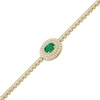 Thumbnail Image 3 of Oval-Cut Natural Emerald & Diamond Halo Adjustable Bracelet 3/8 ct tw 10K Yellow Gold 6.25&quot; to 9&quot;