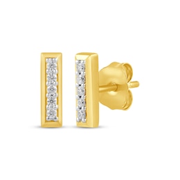 Diamond Bar Stud Earrings 1/10 ct tw 10K Yellow Gold