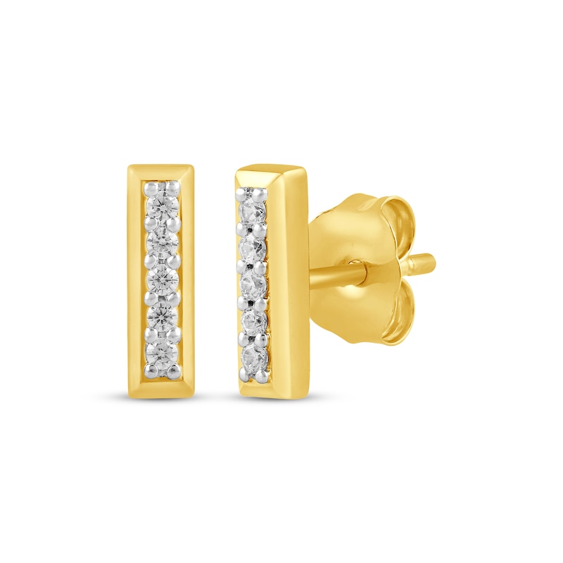 Main Image 1 of Diamond Bar Stud Earrings 1/10 ct tw 10K Yellow Gold