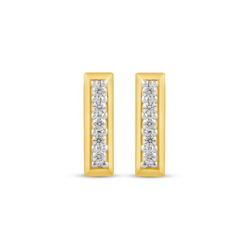 Main Image 2 of Diamond Bar Stud Earrings 1/10 ct tw 10K Yellow Gold
