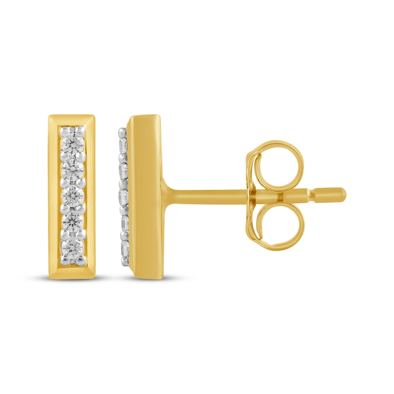 Main Image 3 of Diamond Bar Stud Earrings 1/10 ct tw 10K Yellow Gold