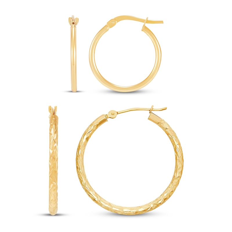 Hoop Earrings Gift Set 10K Yellow Gold 19mm