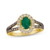 Thumbnail Image 1 of Le Vian Oval-Cut Emerald Halo Ring 1/2 ct tw Diamonds 14K Honey Gold