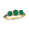 Thumbnail Image 1 of Le Vian Oval-Cut Emerald Three-Stone Ring 1/4 ct tw Diamonds 14K Honey Gold