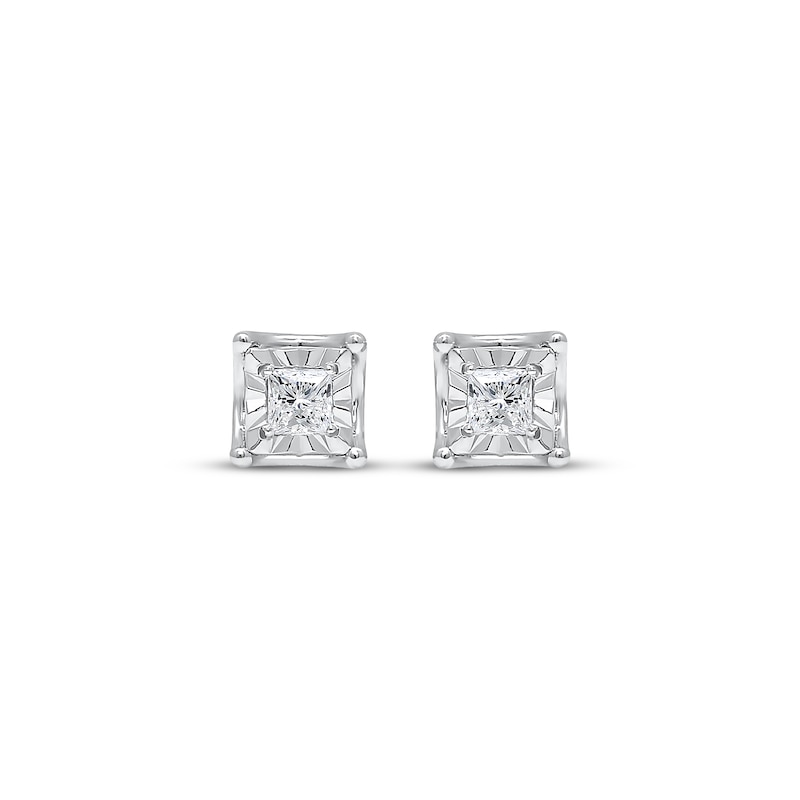 Main Image 2 of Radiant Reflections Princess-Cut Diamond Solitaire Stud Earrings 1/3 ct tw Sterling Silver (J/I3)