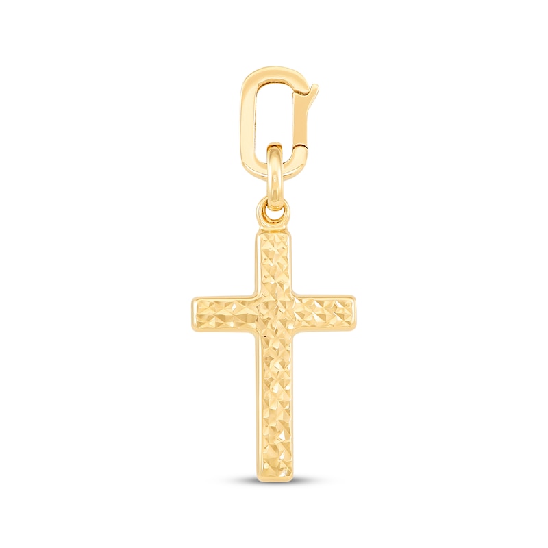 Main Image 1 of Charmed Memories Diamond-Cut Cross Charm 10K Yellow Gold
