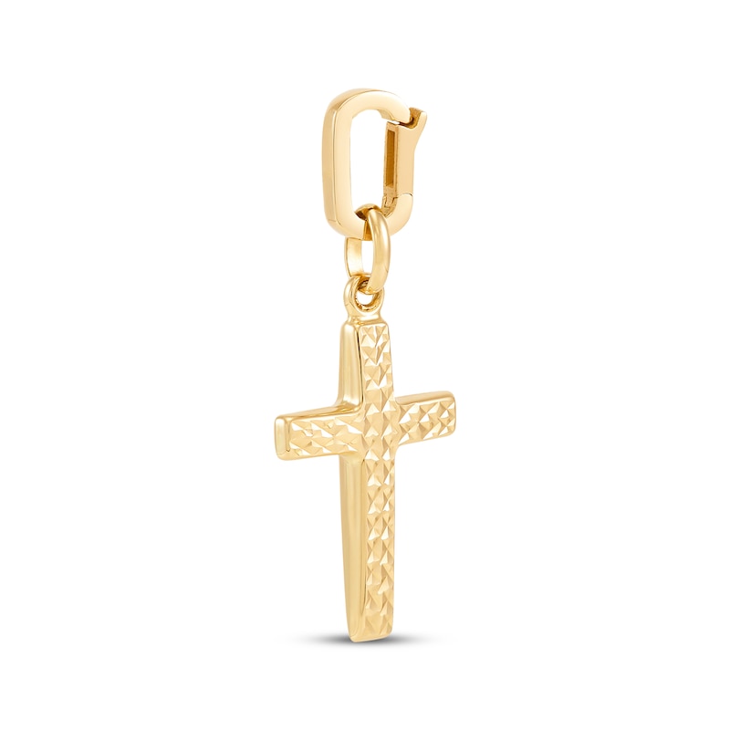 Main Image 2 of Charmed Memories Diamond-Cut Cross Charm 10K Yellow Gold