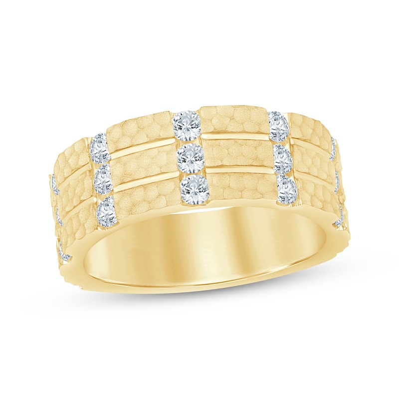 Main Image 1 of Now + Forever Diamond Hammered Sandblasted Anniversary Ring 3/4 ct tw 14K Yellow Gold