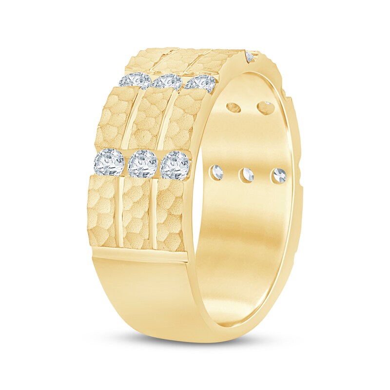 Main Image 2 of Now + Forever Diamond Hammered Sandblasted Anniversary Ring 3/4 ct tw 14K Yellow Gold