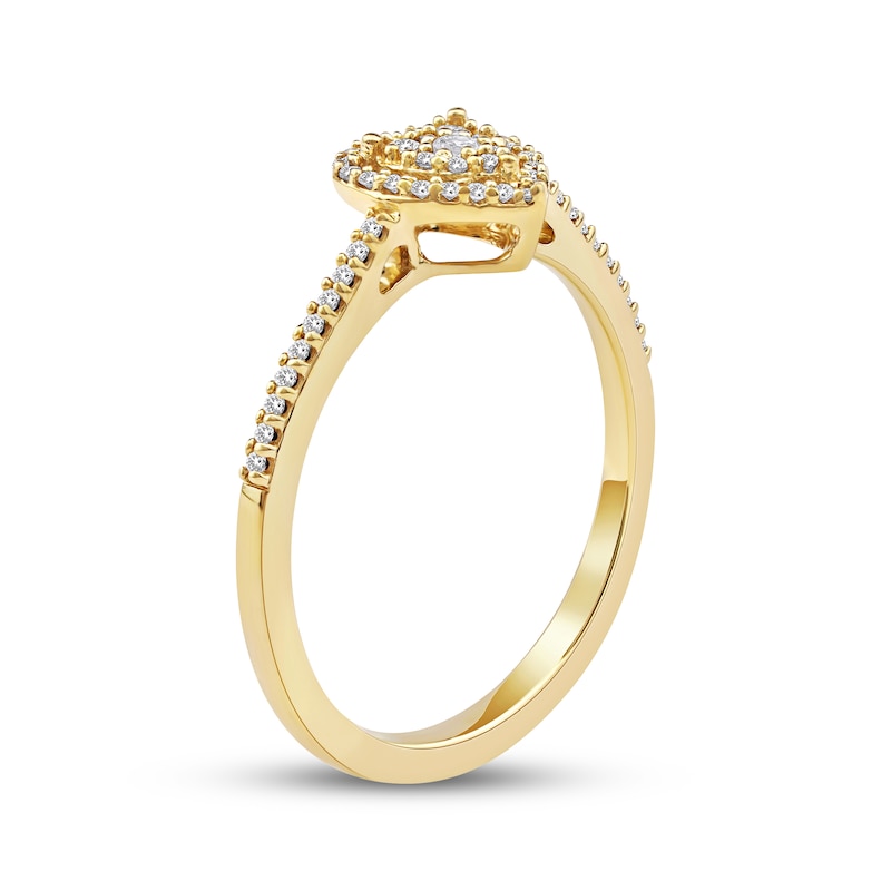 Main Image 2 of Multi-Diamond Heart-Shaped Halo Promise Ring 1/6 ct tw 10K Yellow Gold