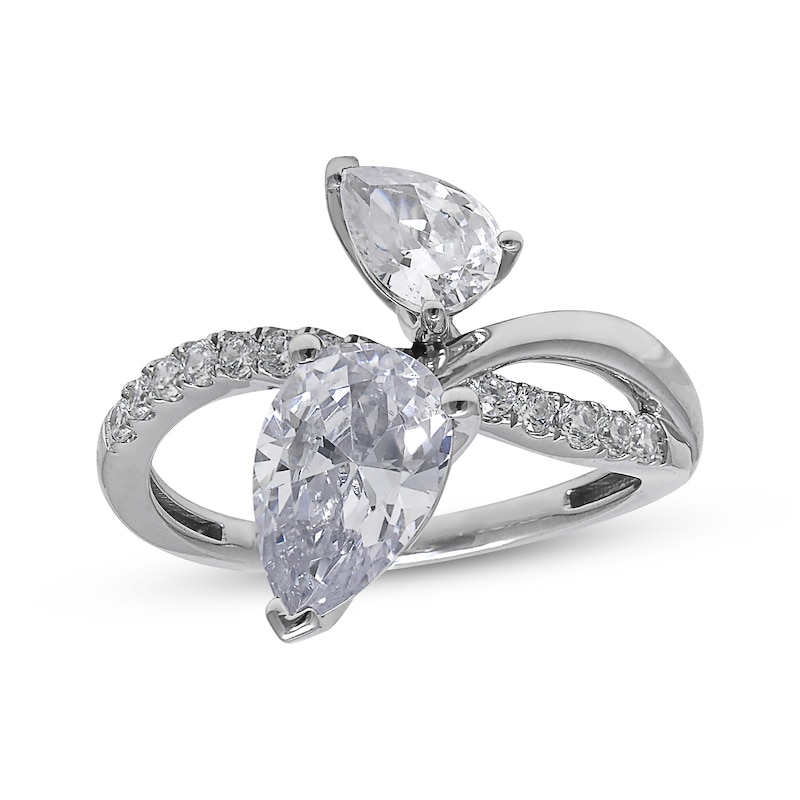 Main Image 1 of Toi et Moi Pear-Shaped Lab-Grown diamond Bypass Engagement Ring 2-1/4 ct tw 14K White Gold